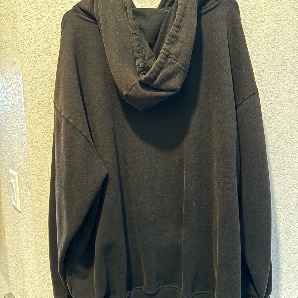 Aerie Offline Oversized Throw-Back Fleece Black Hoodie - Picture 4 of 5